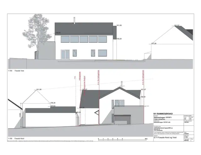 Fasadetegning - Søbstadvegen 58 C/D.