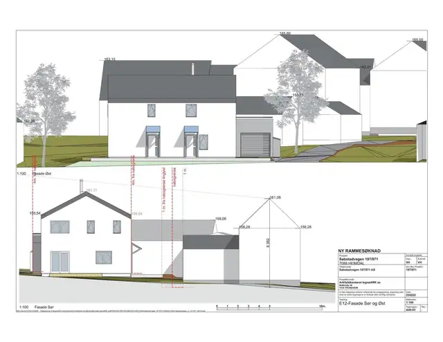 Fasadetegning - Søbstadvegen 58 C/D.