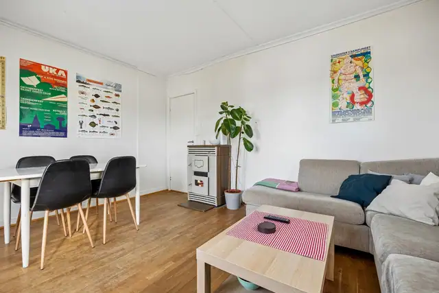 Store vindusflater gir rikelig med naturlig lys.